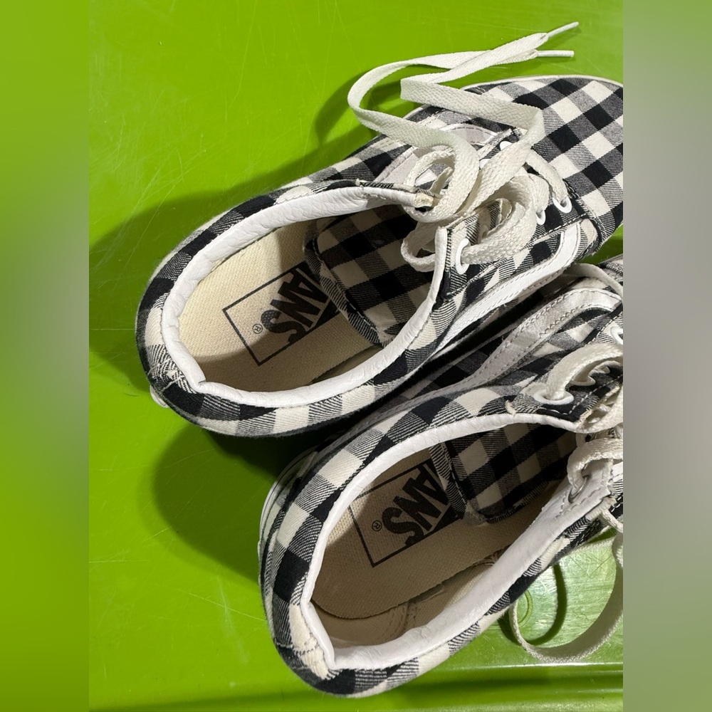 Womens Sz 5 Vans Old Skool Black White Plaid  Shoes Sneakers - Picture 5 of 6